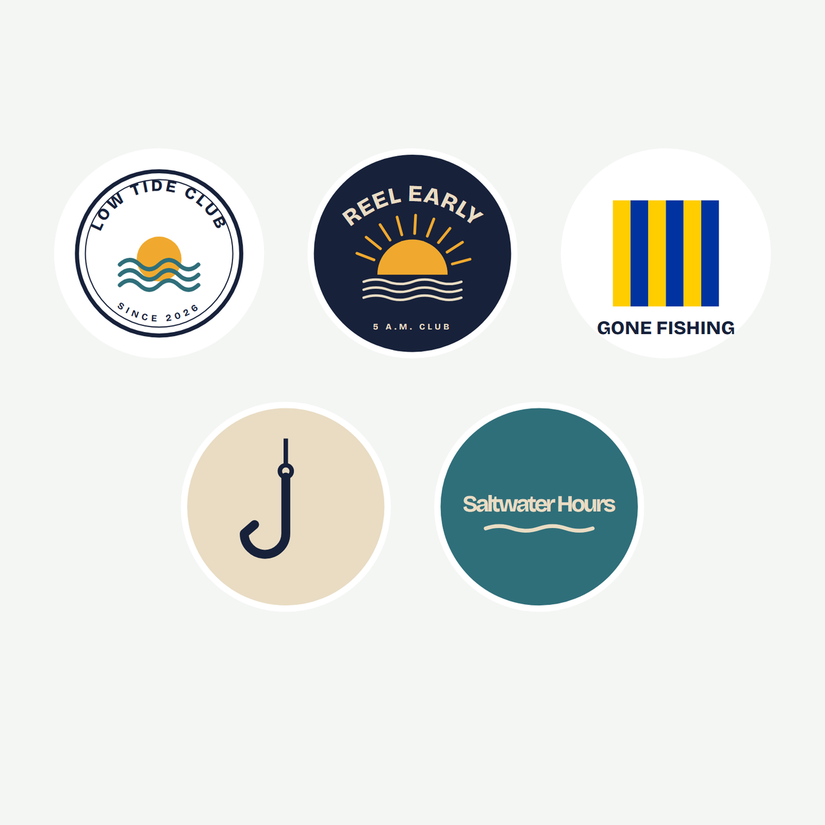Five coastal stickers, design preview